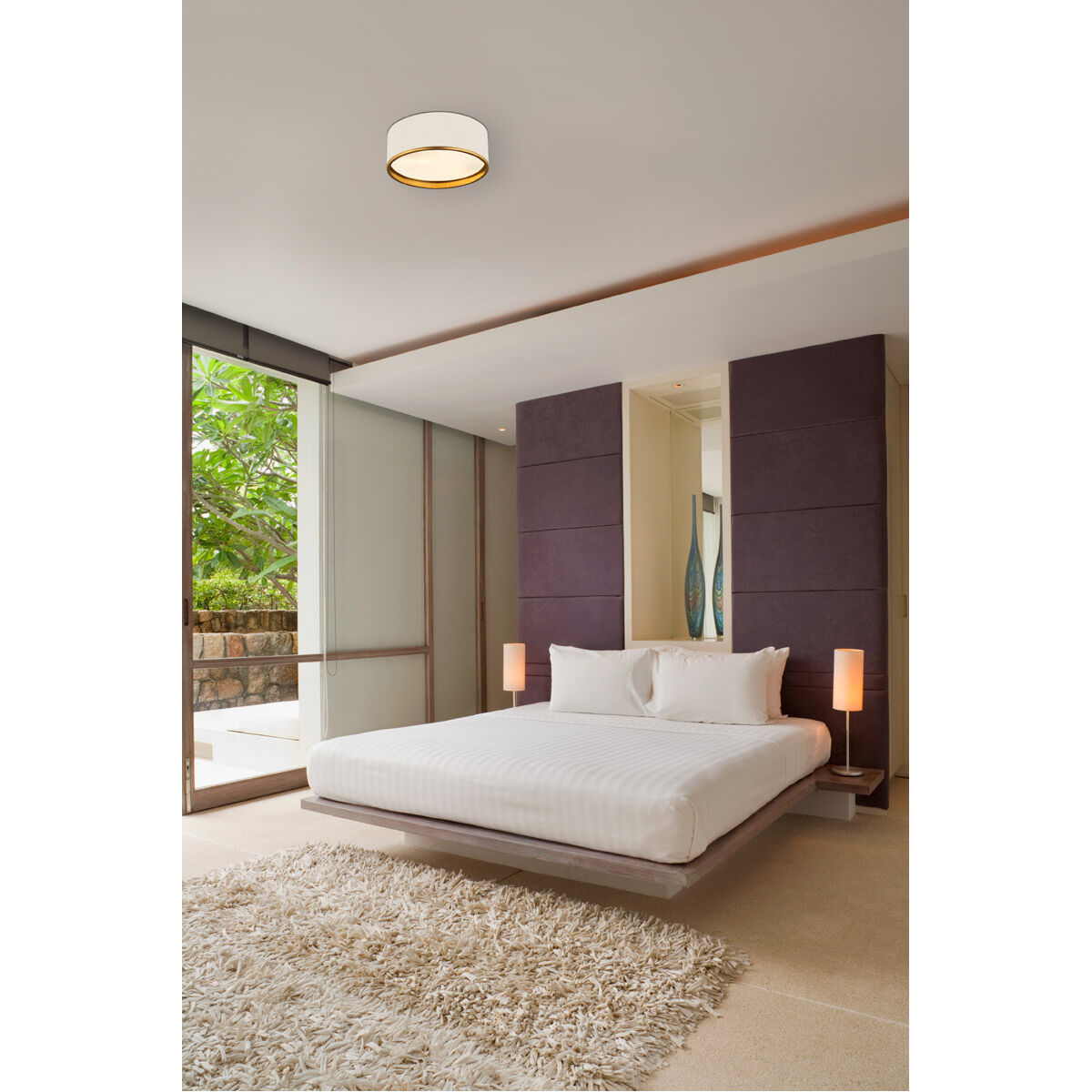Arlo 3 Light 16 inch Matte White and Rubbed Brass Flush Mount Ceiling Light