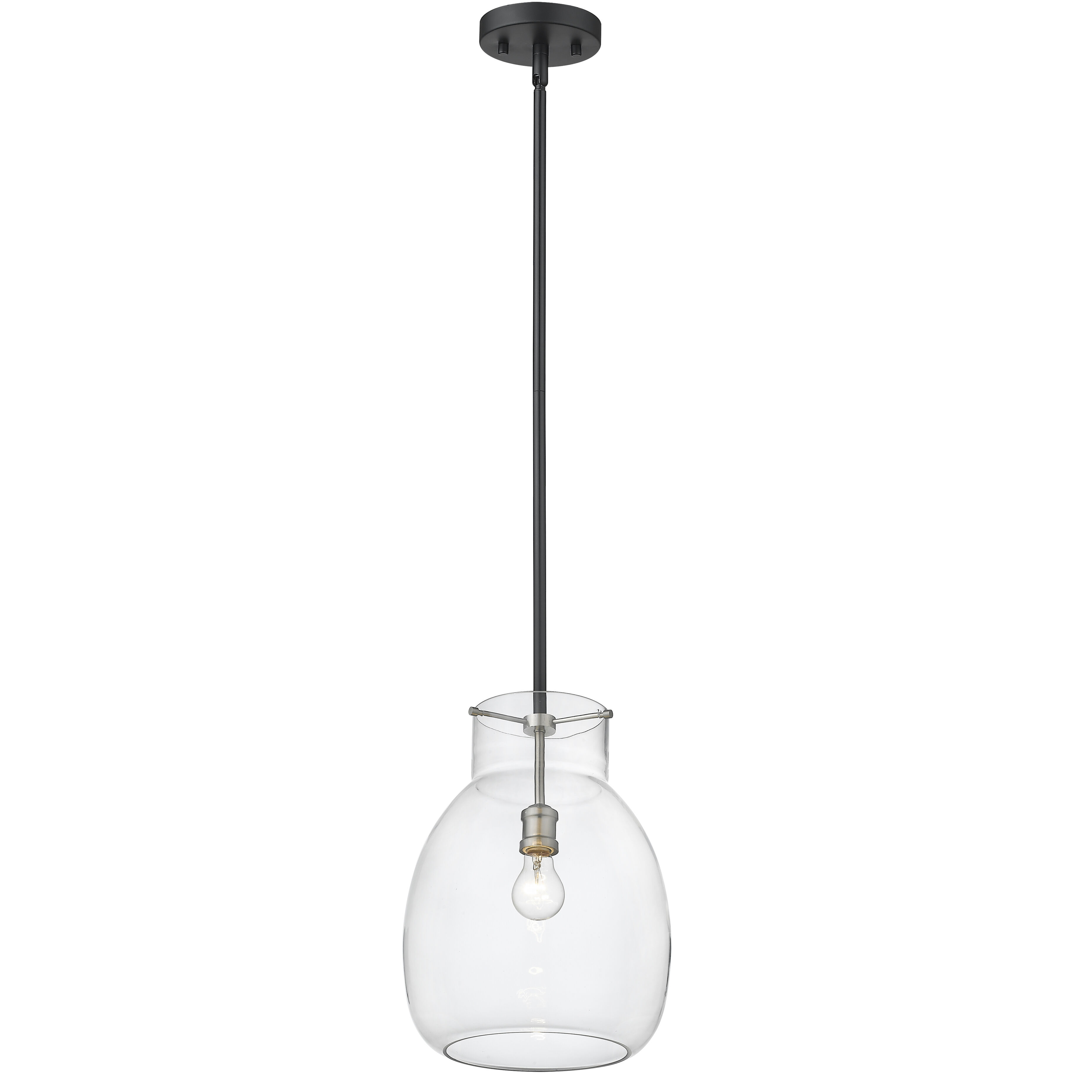 Bella 1 Light 12 inch Matte Black and Brushed Nickel Pendant Ceiling Light
