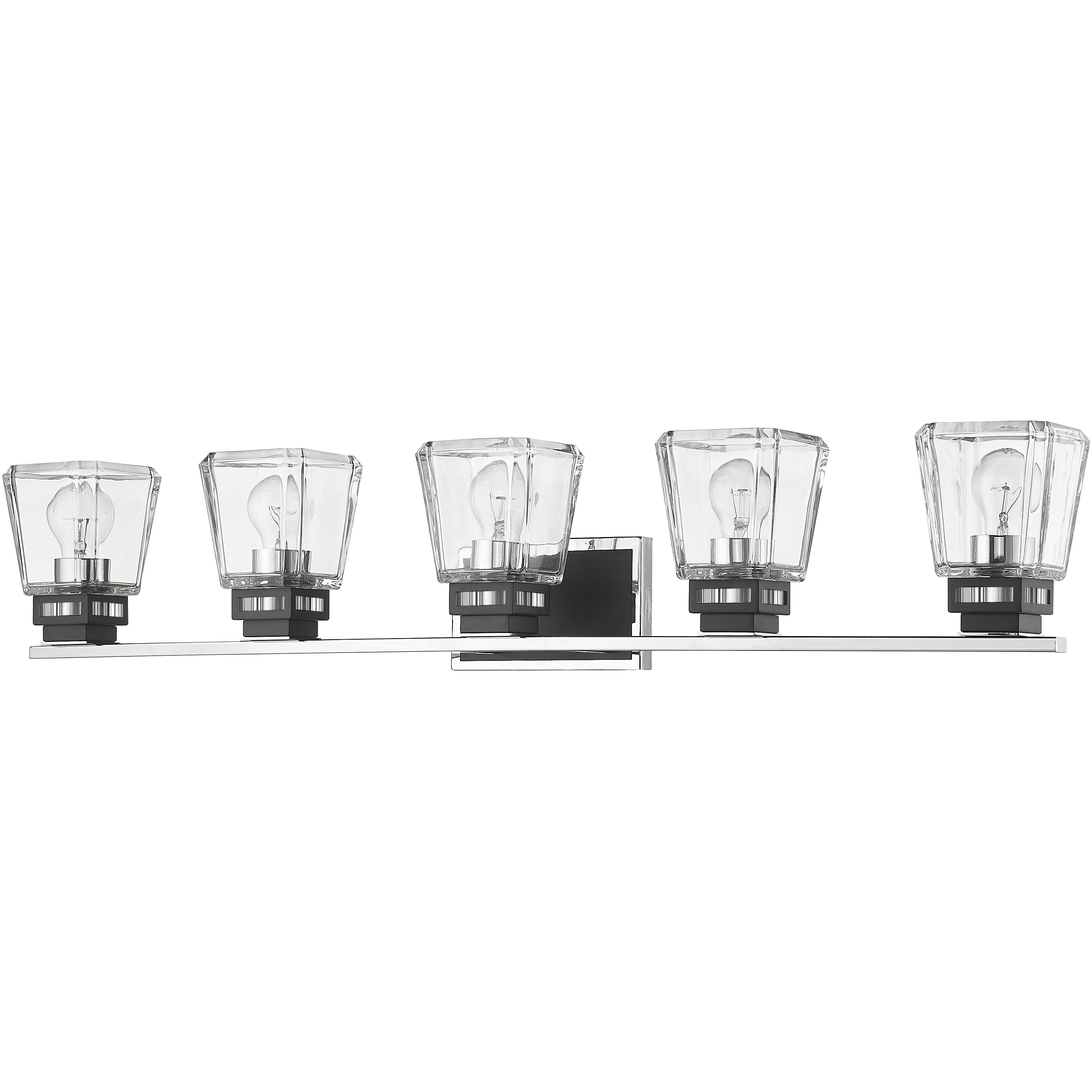 Jackson 5 Light 42.25 inch Chrome and Matte Black Vanity Wall Light
