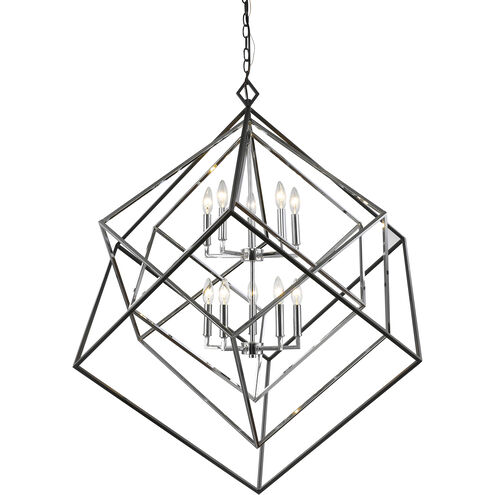 Euclid 10 Light 41.5 inch Chrome and Matte Black Chandelier Ceiling Light