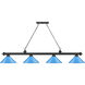 Cordon 4 Light 81.75 inch Matte Black Billiard Ceiling Light in Electric Blue Steel