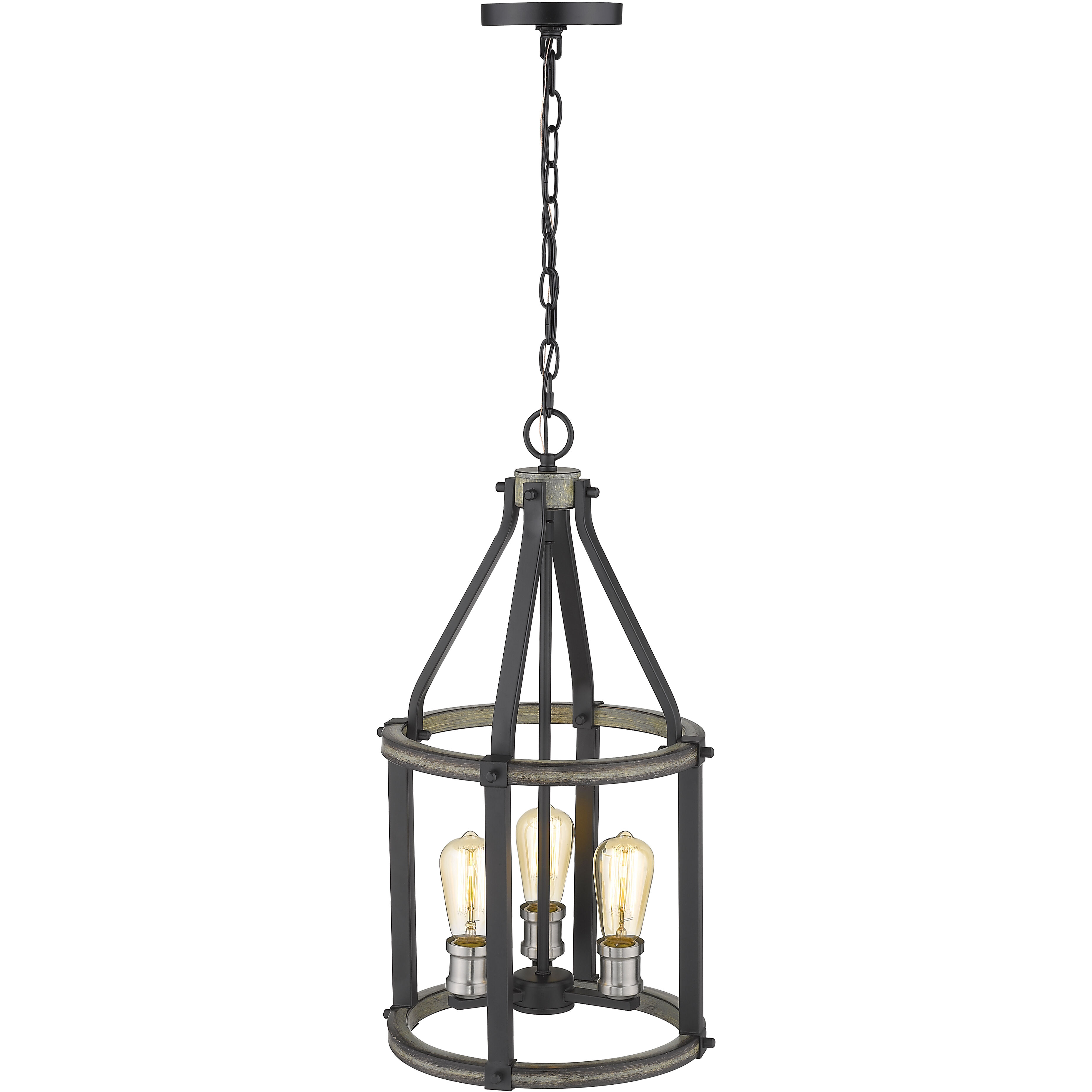 Kirkland 3 Light 12 inch Ashen Barnboard Pendant Ceiling Light