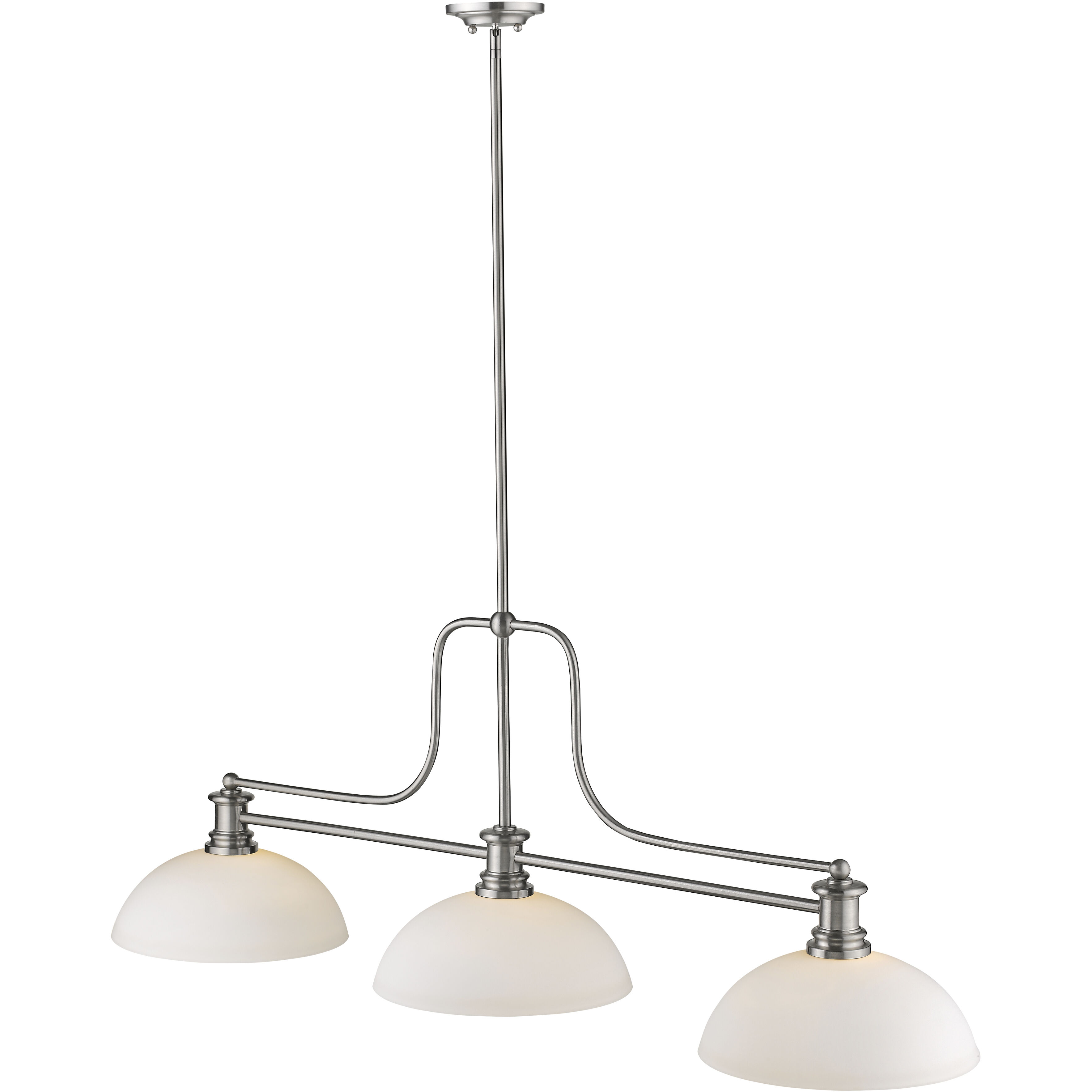Melange 3 Light 52 inch Brushed Nickel Billiard Ceiling Light in Matte Opal Glass