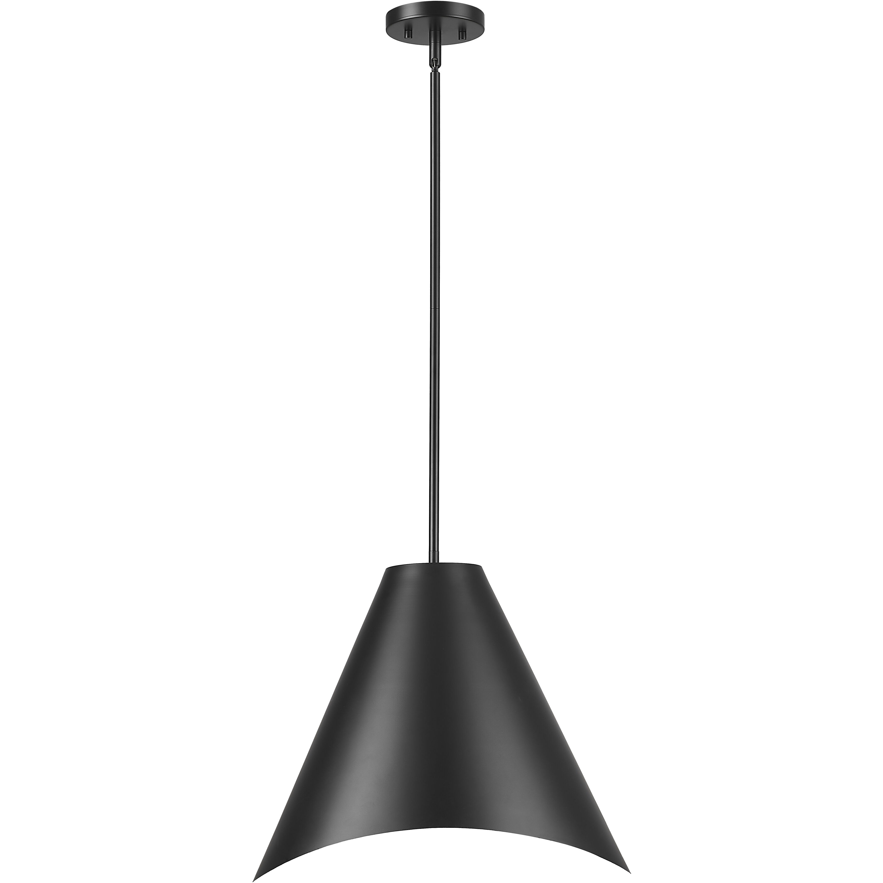 Aria 1 Light 18 inch Matte Black Pendant Ceiling Light in Matte Black & Inner White