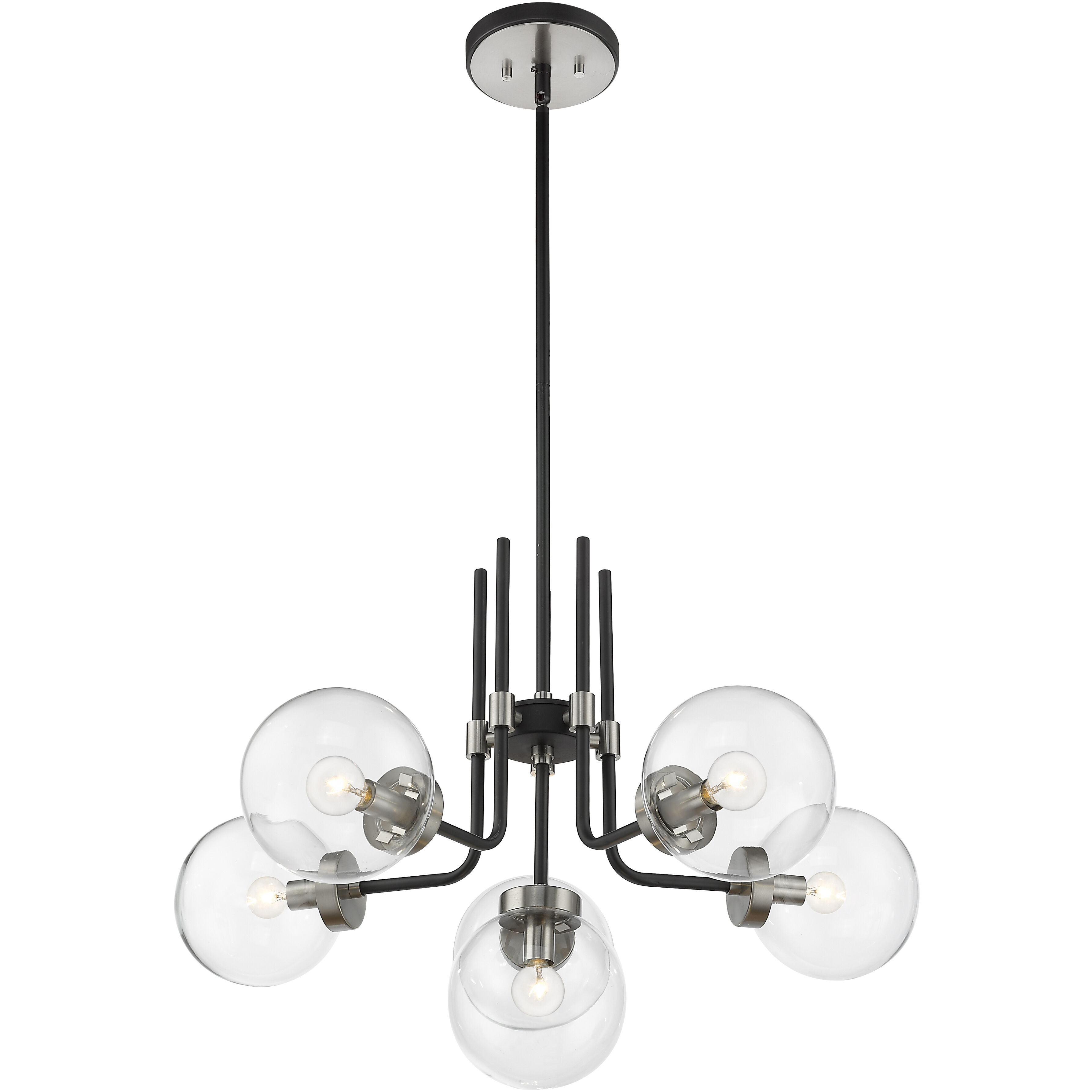 Parsons 6 Light 27 inch Matte Black and Brushed Nickel Chandelier Ceiling Light