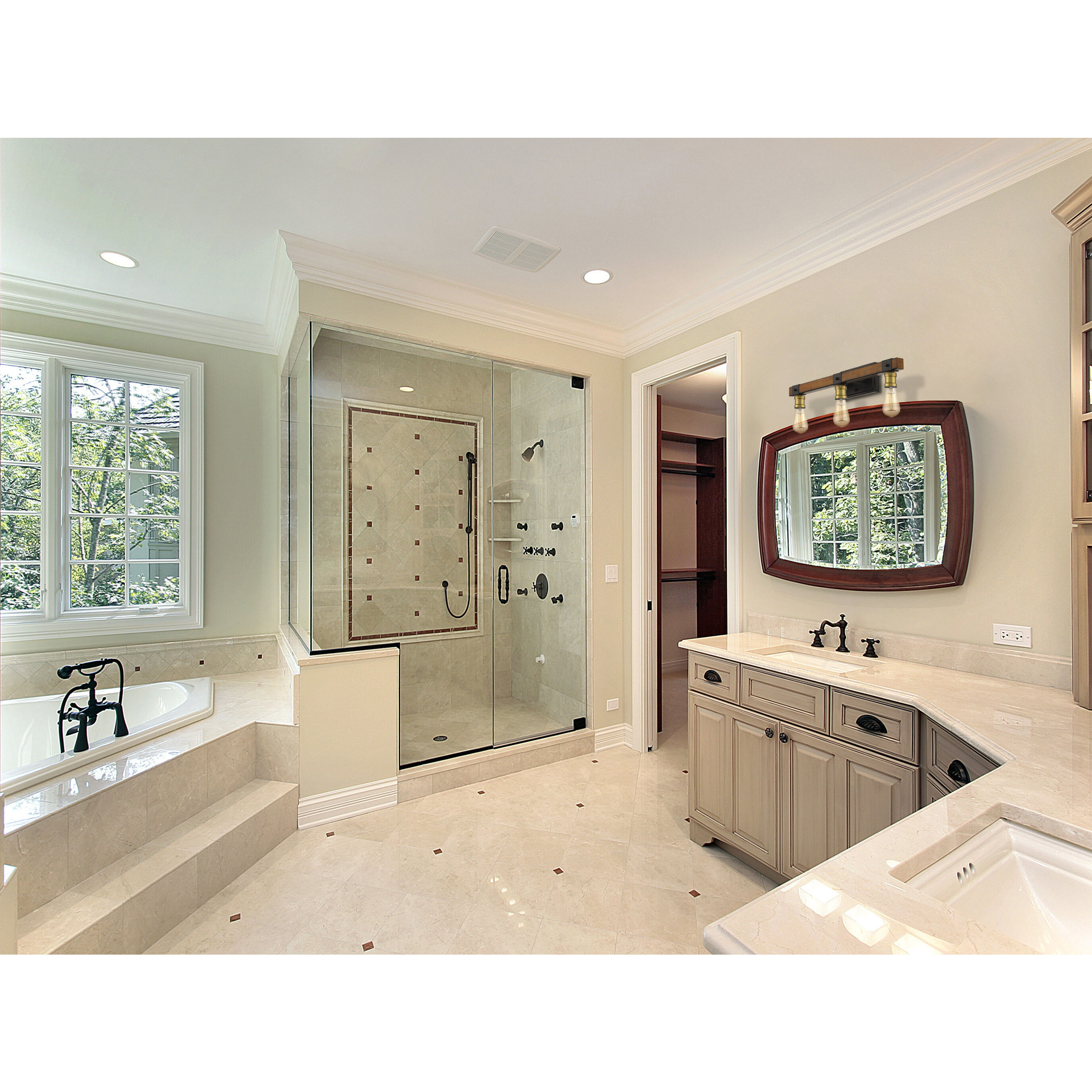 Kirkland 3 Light 22 inch Rustic Mahogany Vanity Wall Light