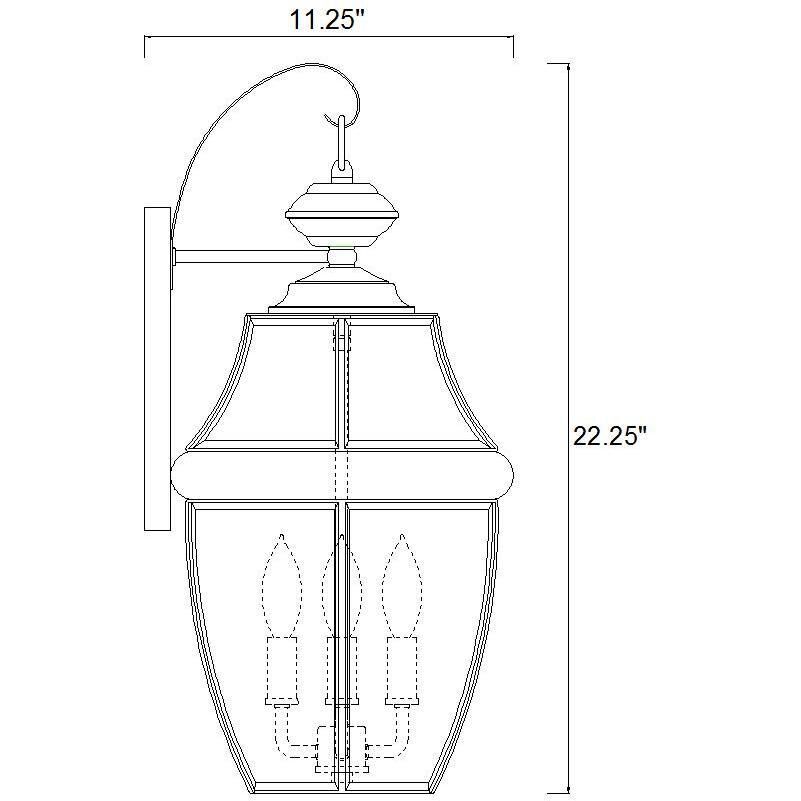 Westover 3 Light 22.25 inch Black Outdoor Wall Light