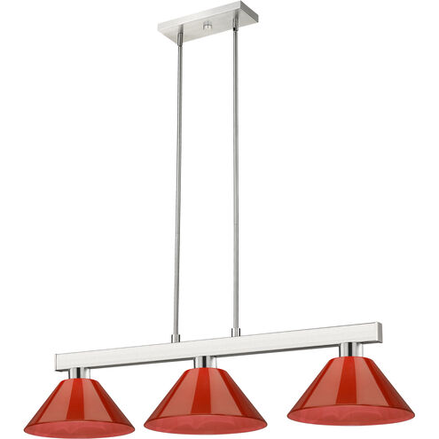 Cobalt 3 Light 46 inch Brushed Nickel Billiard Ceiling Light in Red