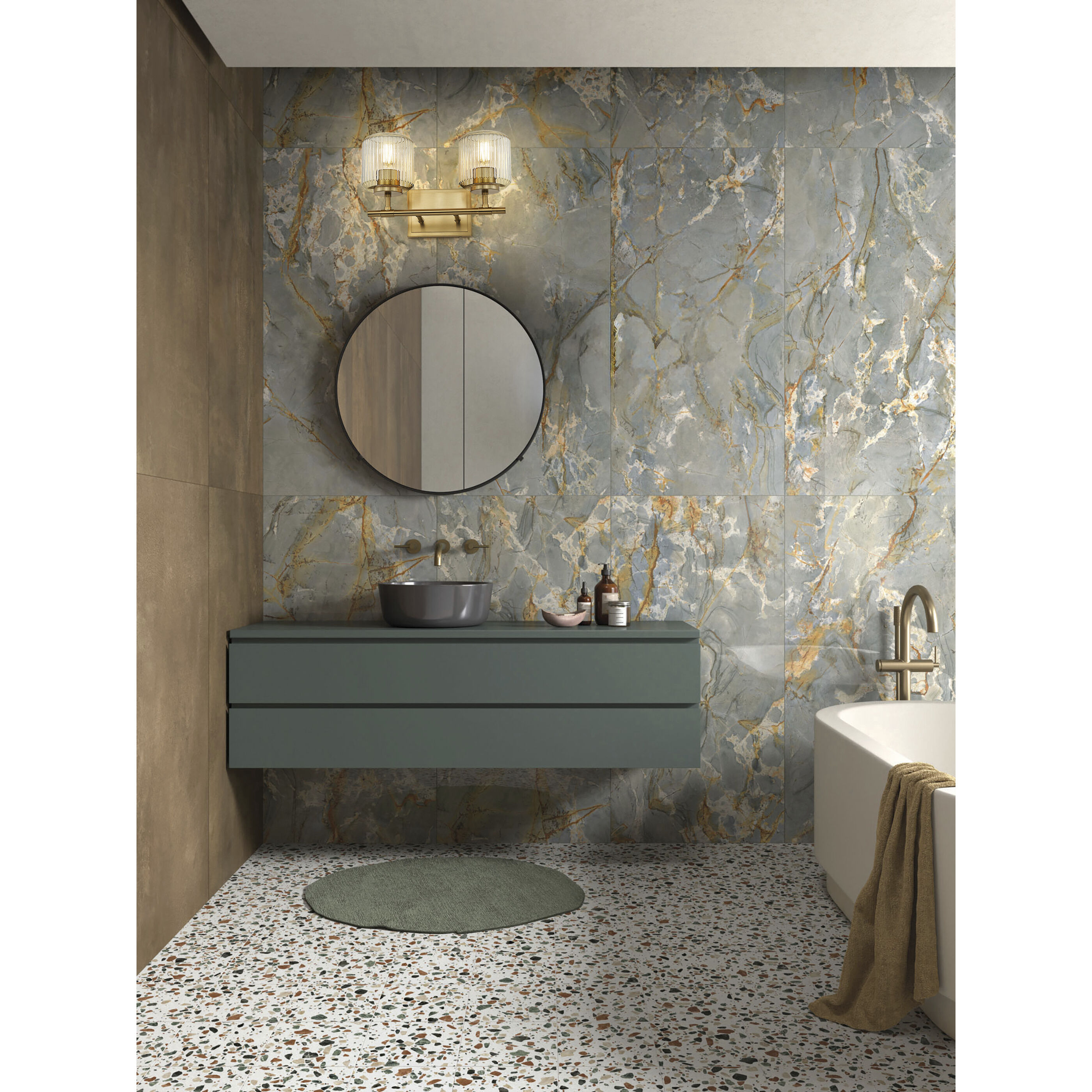 Landon 2 Light 14 inch Modern Gold Vanity Wall Light