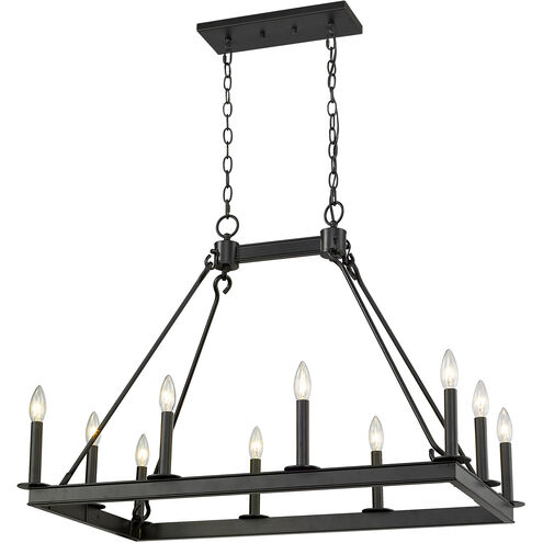 Barclay 10 Light 34 inch Matte Black Linear Chandelier Ceiling Light