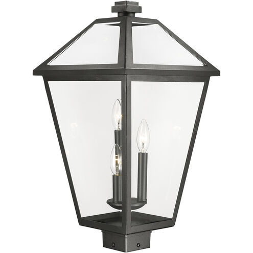 Talbot 3 Light 22.25 inch Black Outdoor Post Mount Fixture in Clear Beveled Glass