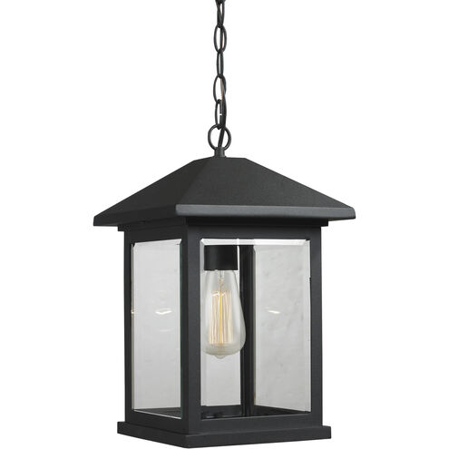 Portland 1 Light 9.5 inch Black Outdoor Chain Mount Ceiling Fixture in Clear Beveled Glass, 6.74