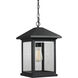 Portland 1 Light 9.5 inch Black Outdoor Chain Mount Ceiling Fixture in Clear Beveled Glass, 6.74