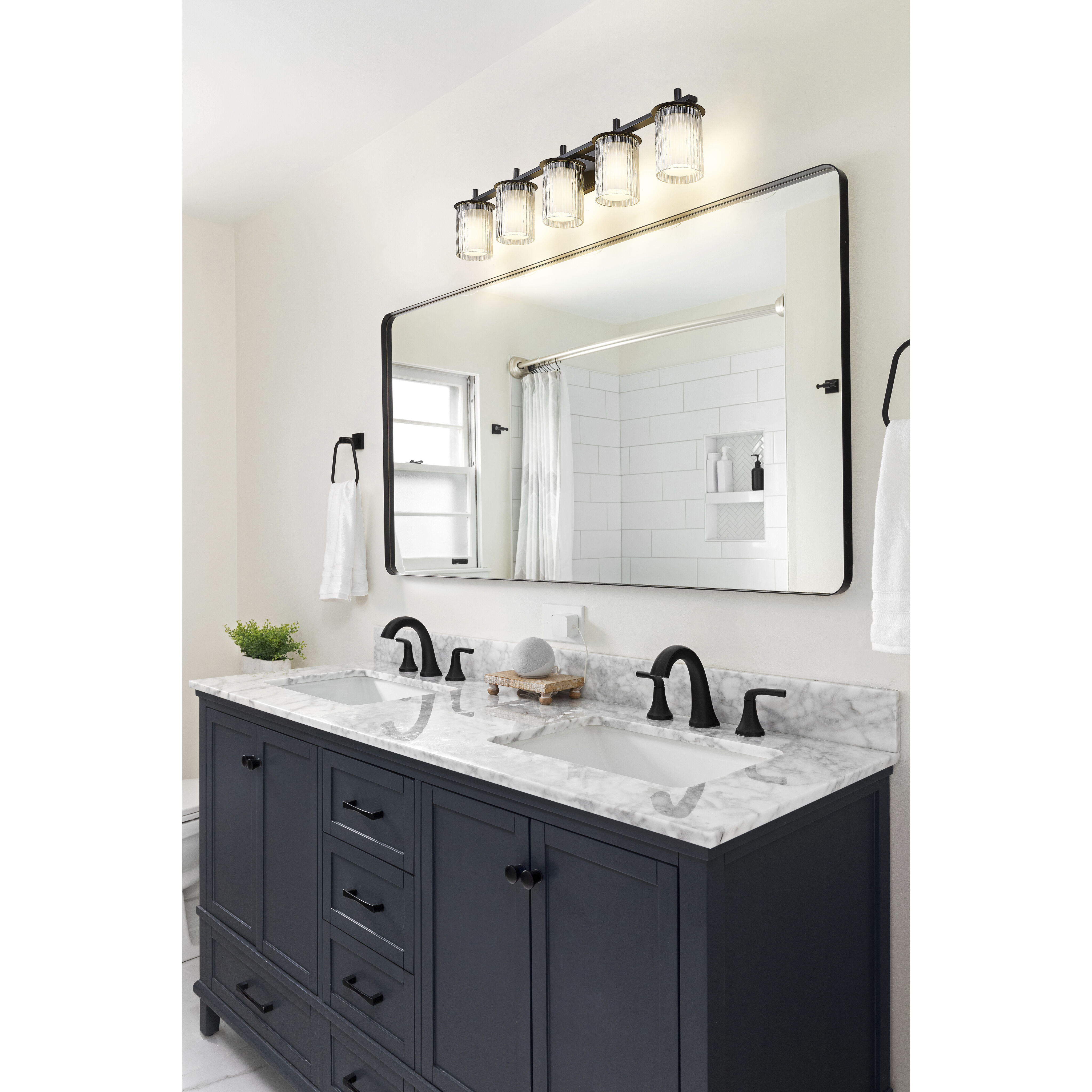 Grayson 5 Light 40 inch Matte Black Vanity Wall Light