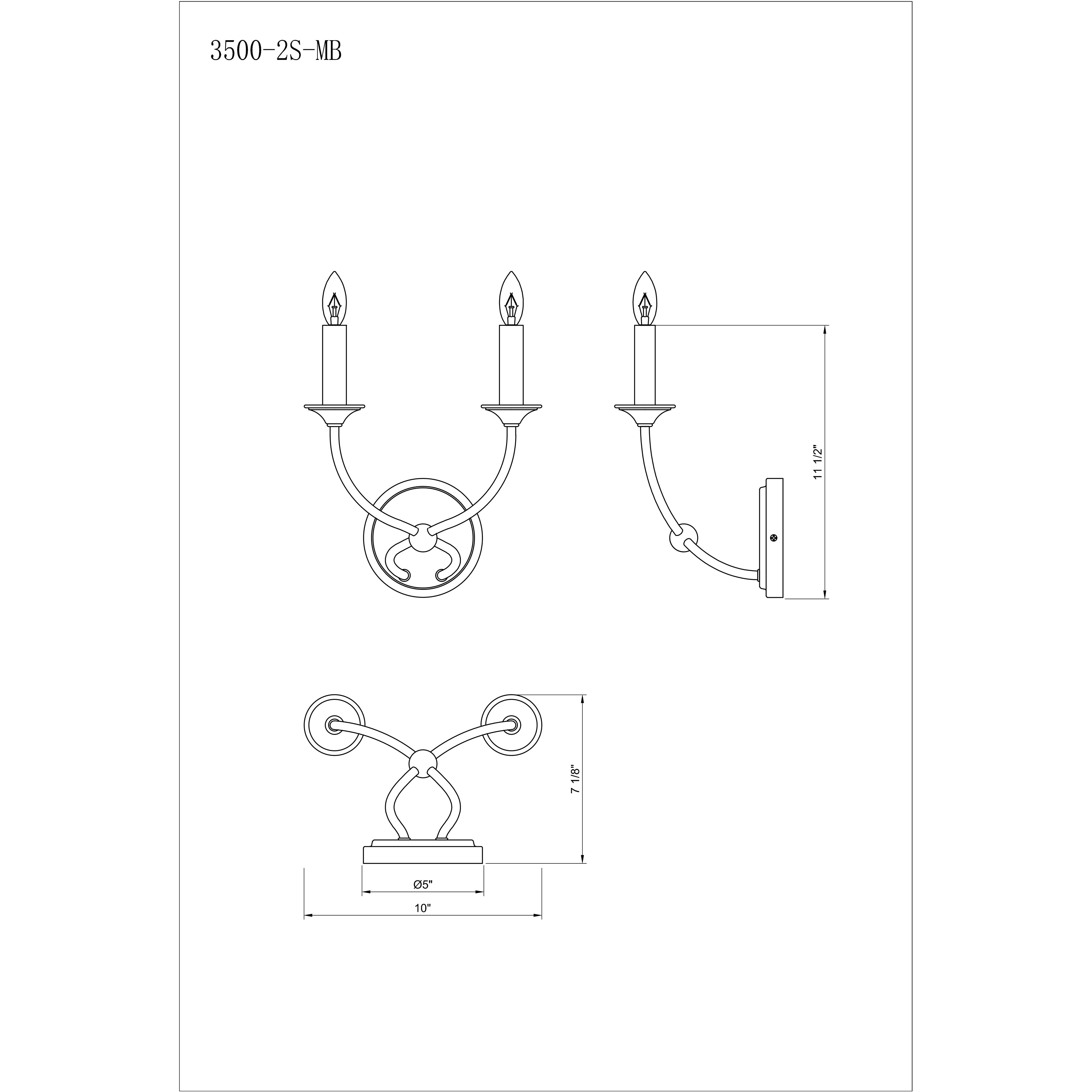 Arabella 2 Light 10 inch Matte Black Wall Sconce Wall Light