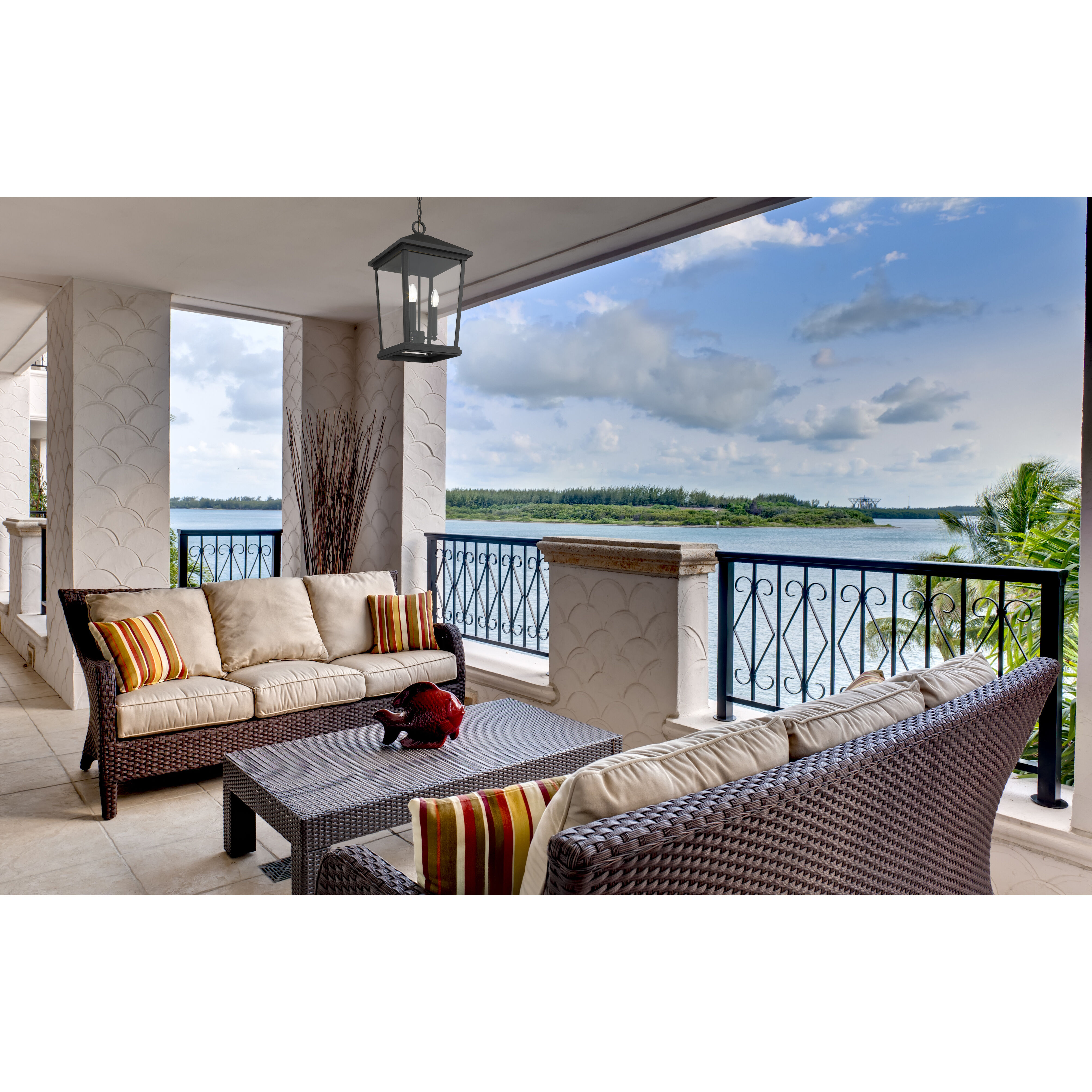 Beacon 3 Light 12 inch Black Outdoor Chain Mount Ceiling Fixture