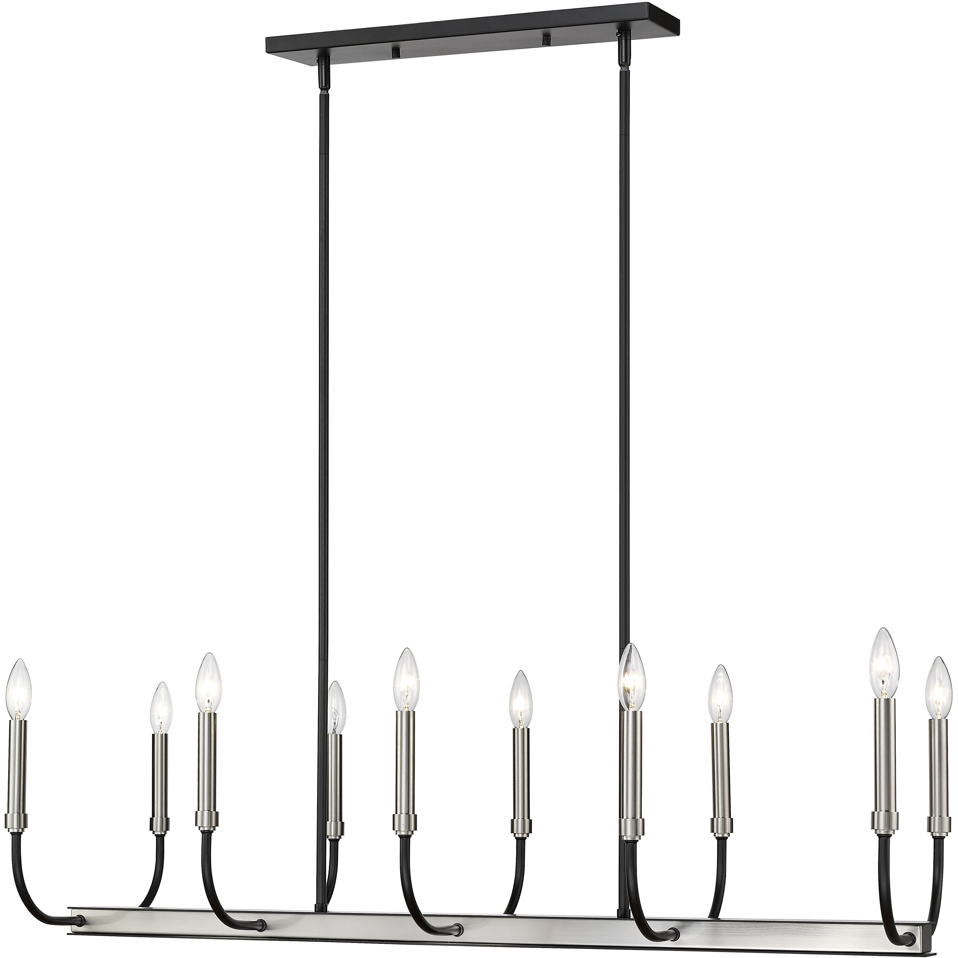 Haylie 10 Light 44 inch Matte Black and Brushed Nickel Linear Chandelier Ceiling Light