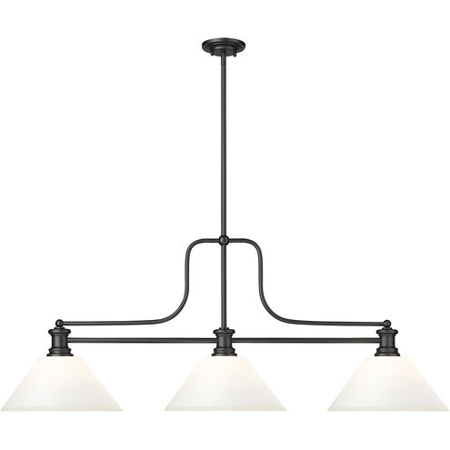 Melange 3 Light 52 inch Matte Black Billiard Ceiling Light in Matte Opal Glass