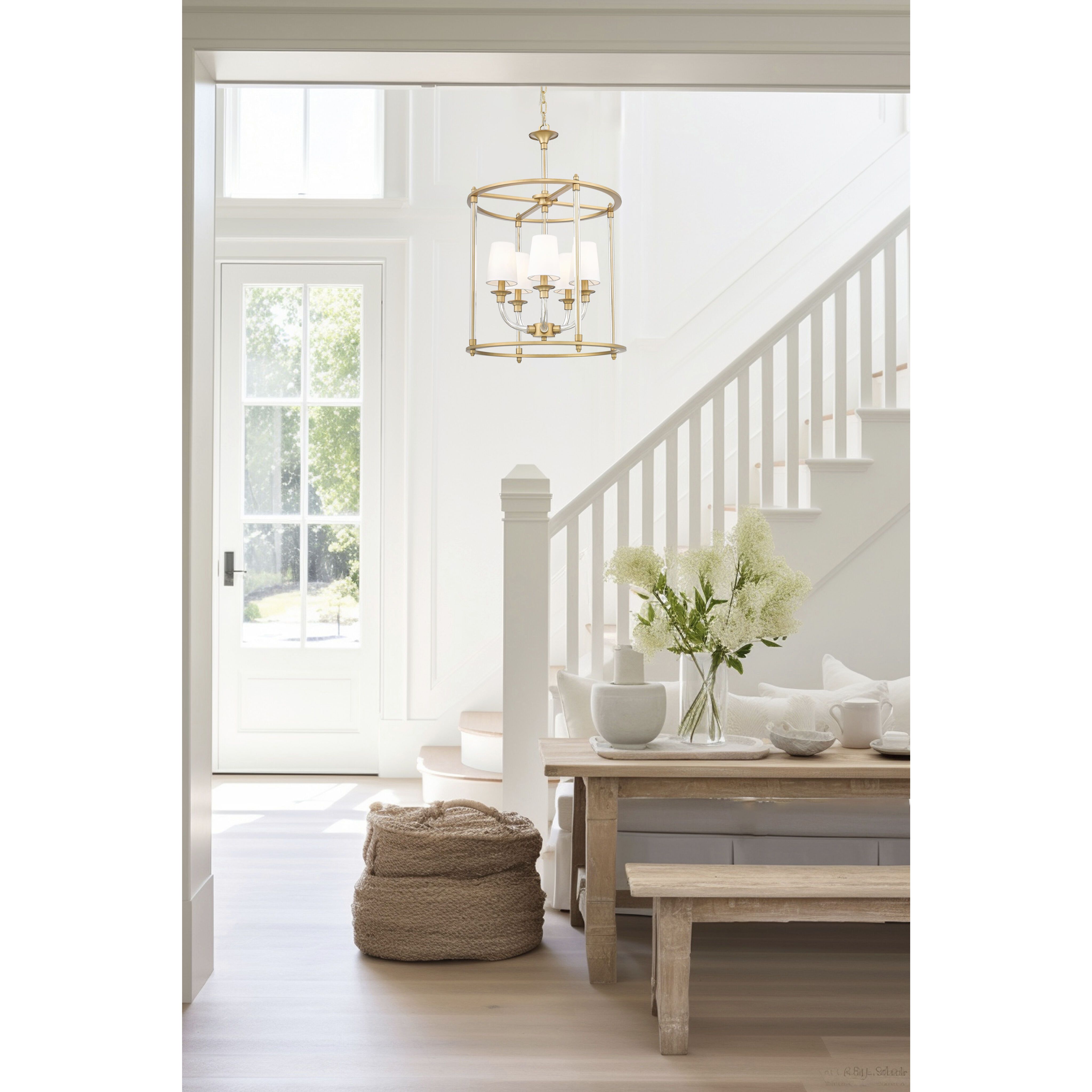 Katerina 5 Light 20 inch Rubbed Brass Chandelier Ceiling Light