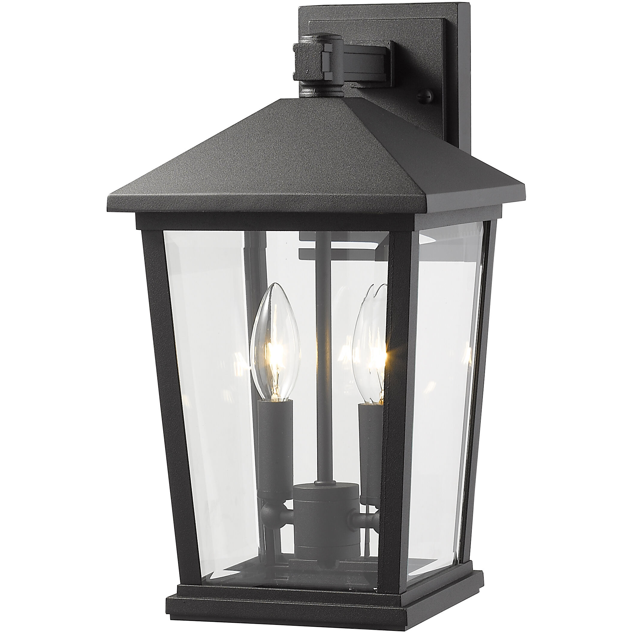 Beacon 2 Light 15 inch Black Outdoor Wall Light