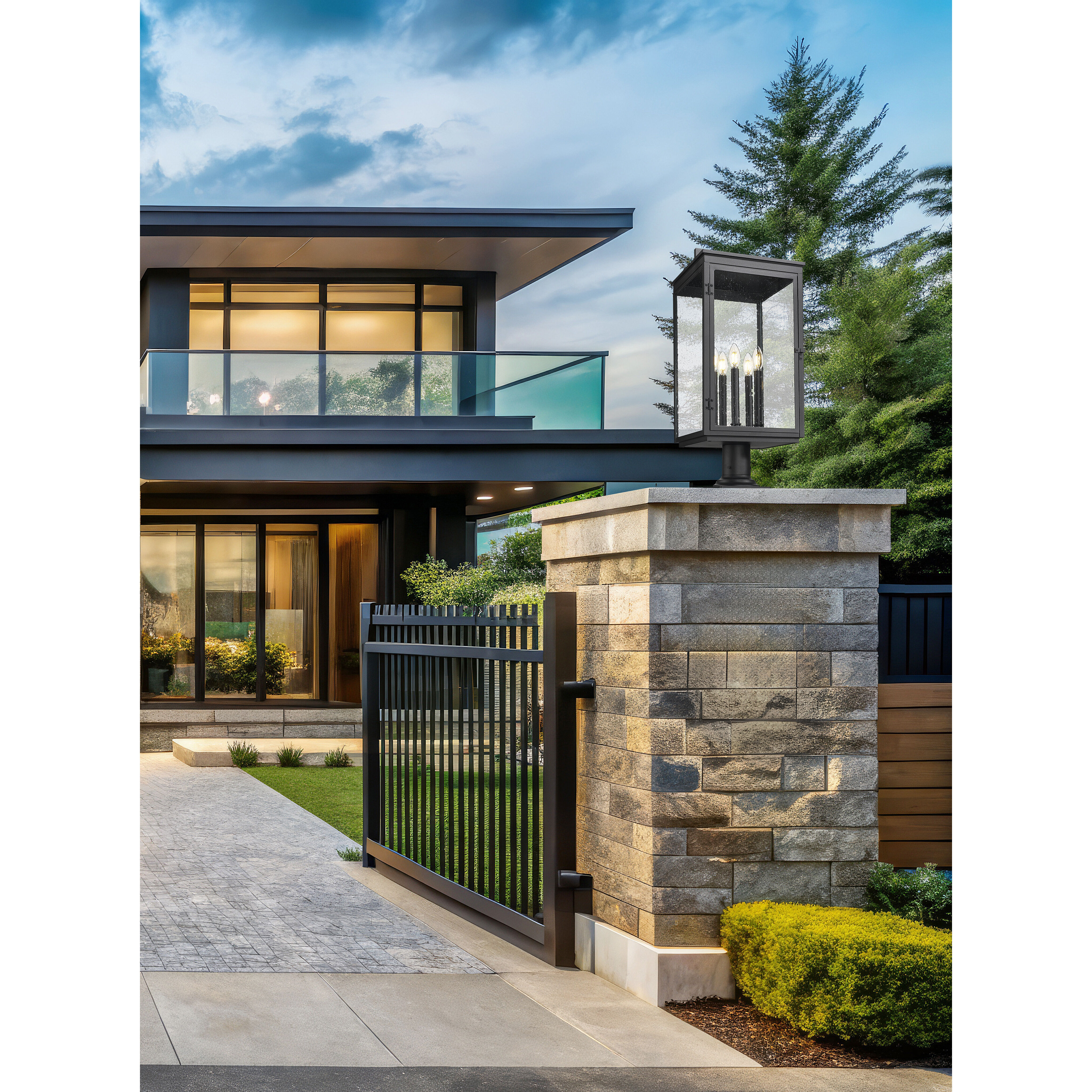 Hartwell 5 Light 28.75 inch Sand Black Outdoor Pier Mounted Fixture