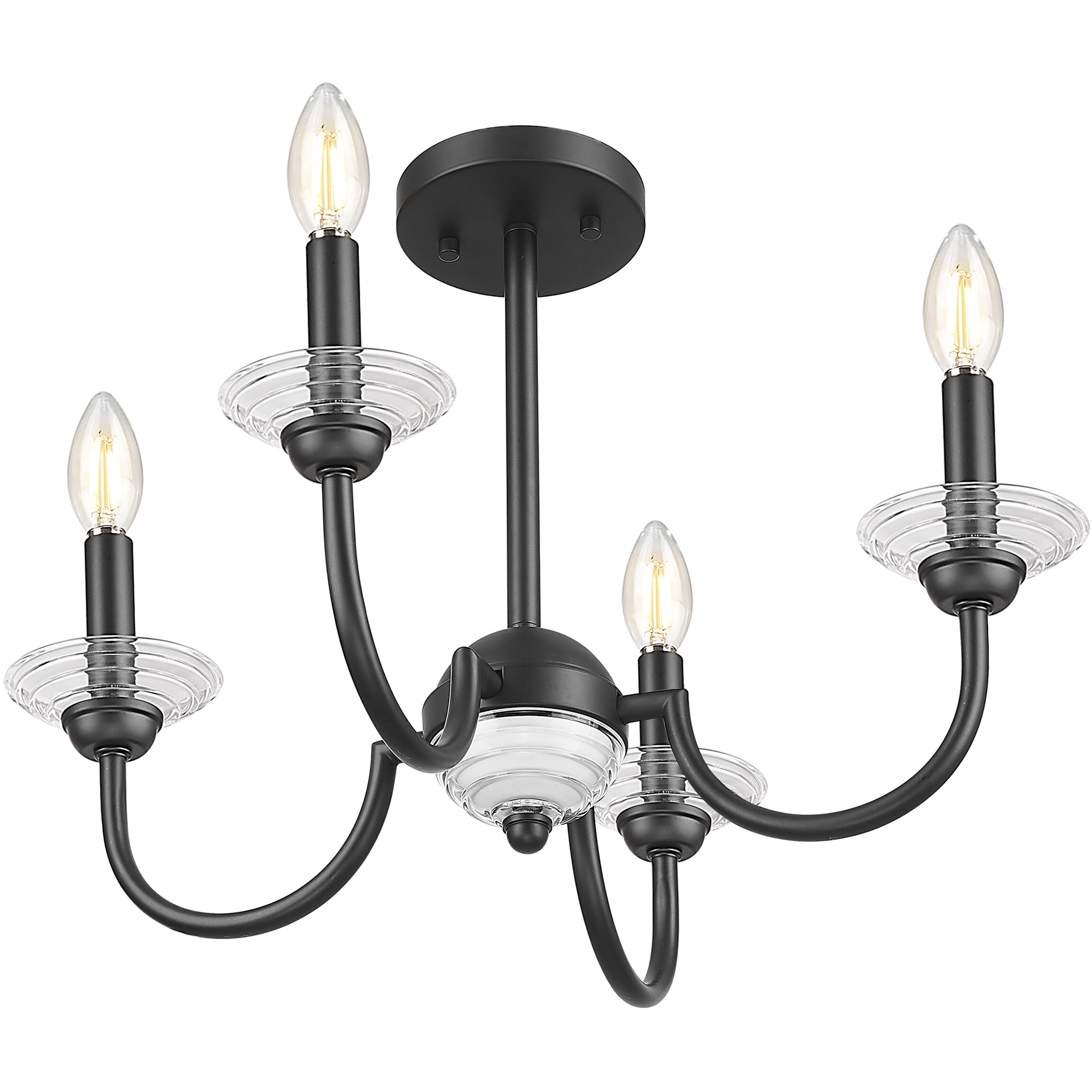 Allistair 4 Light 20 inch Matte Black Semi Flush Mount Ceiling Light