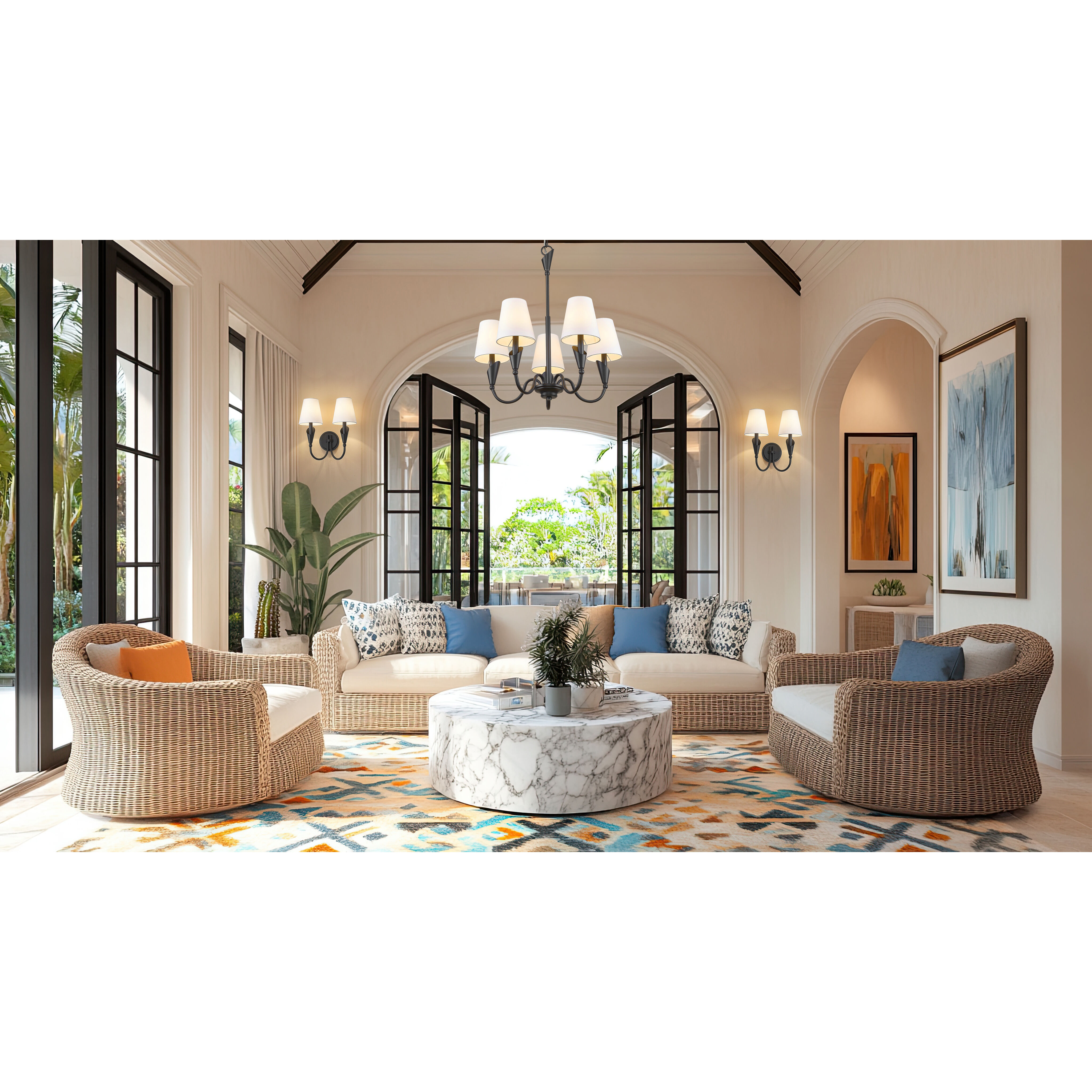 Claudelle 5 Light 24 inch Matte Black Chandelier Ceiling Light