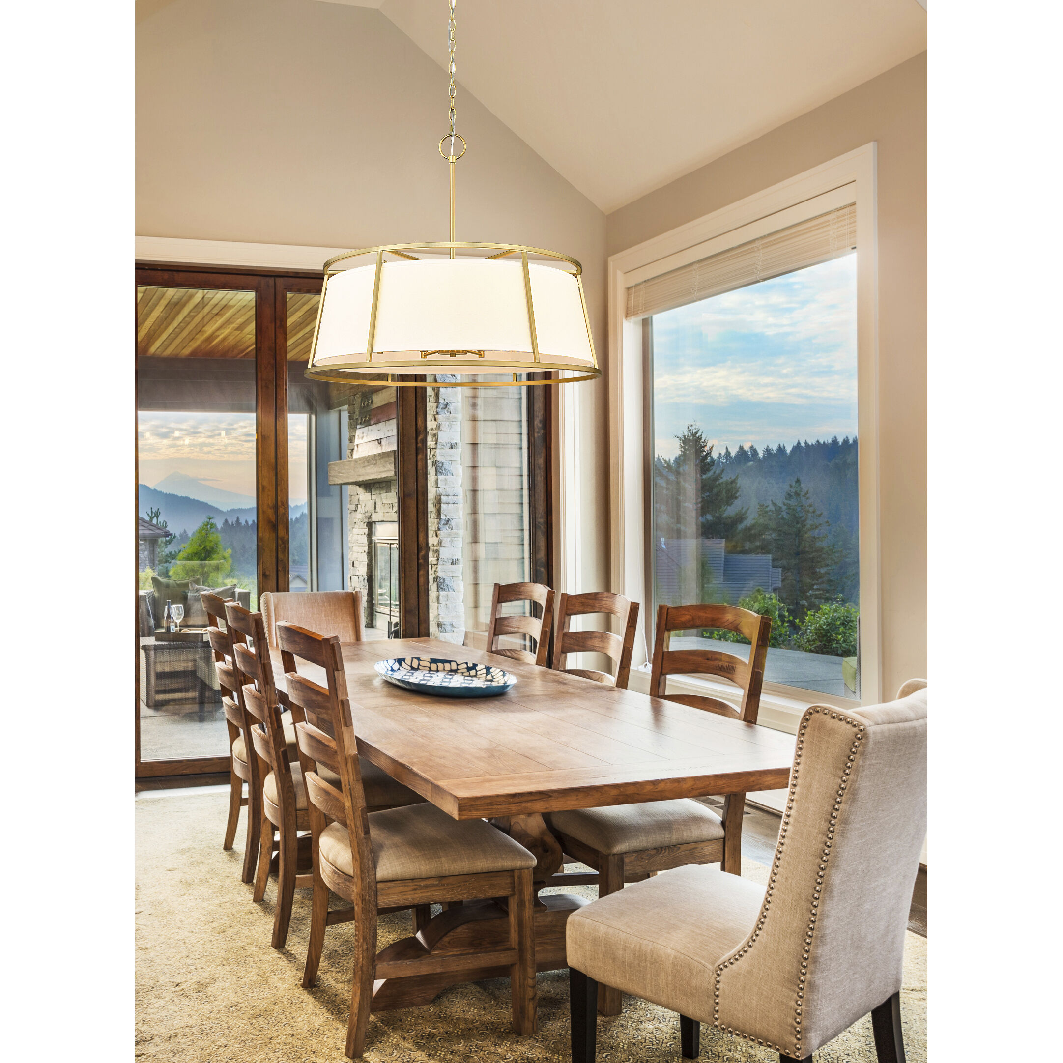 Lenyx 8 Light 32 inch Rubbed Brass Chandelier Ceiling Light