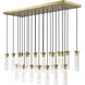 Beau 23 Light 54 inch Rubbed Brass Linear Chandelier Ceiling Light