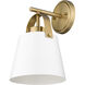 Z-Studio 1 Light 8 inch Matte White and Heritage Brass Wall Sconce Wall Light