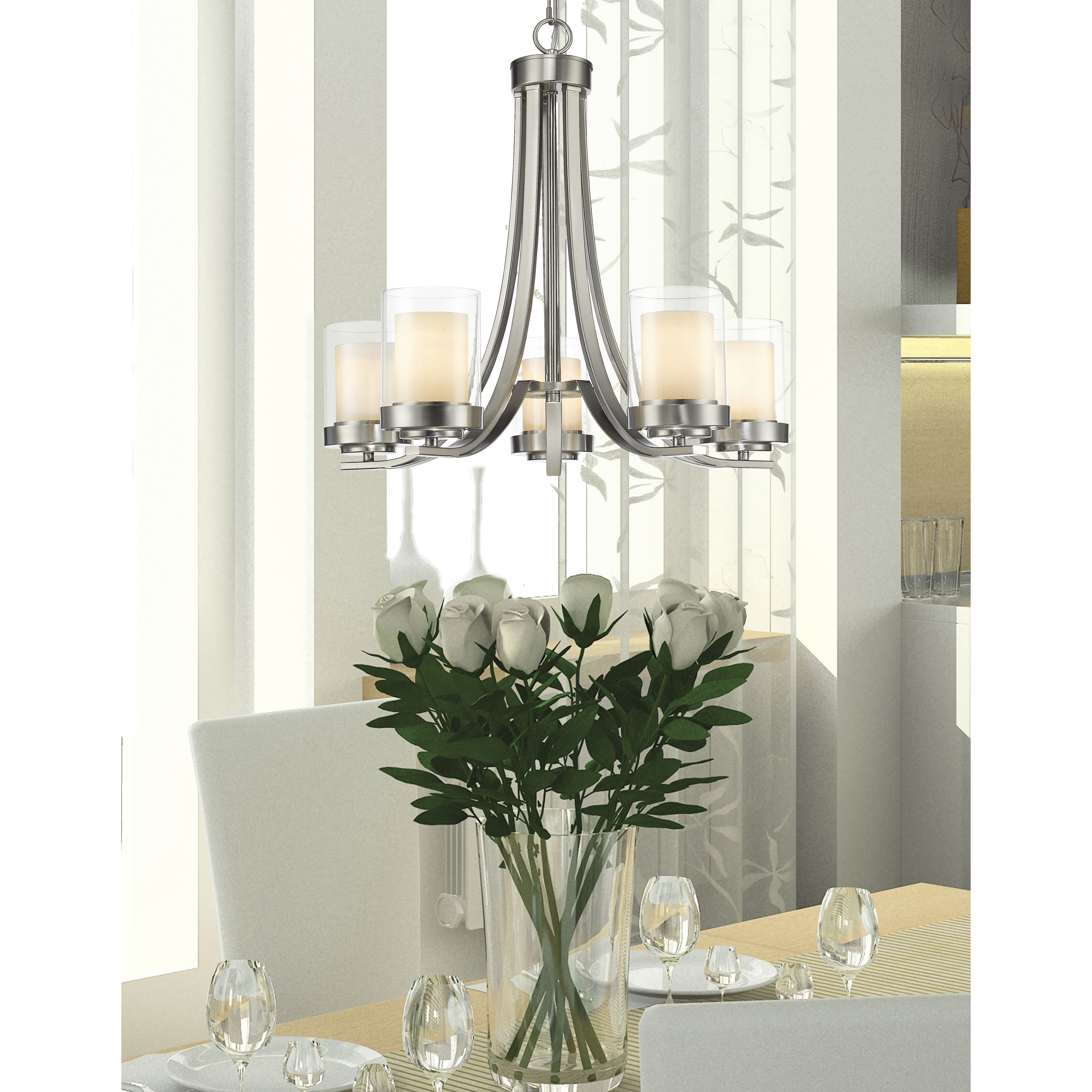 Willow 5 Light 25.25 inch Brushed Nickel Chandelier Ceiling Light