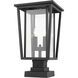 Seoul 2 Light 20.75 inch Black Outdoor Pier Mounted Fixture in 13.5