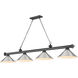 Cordon 4 Light 81.25 inch Bronze Plate Billiard Ceiling Light in Brushed Nickel Steel