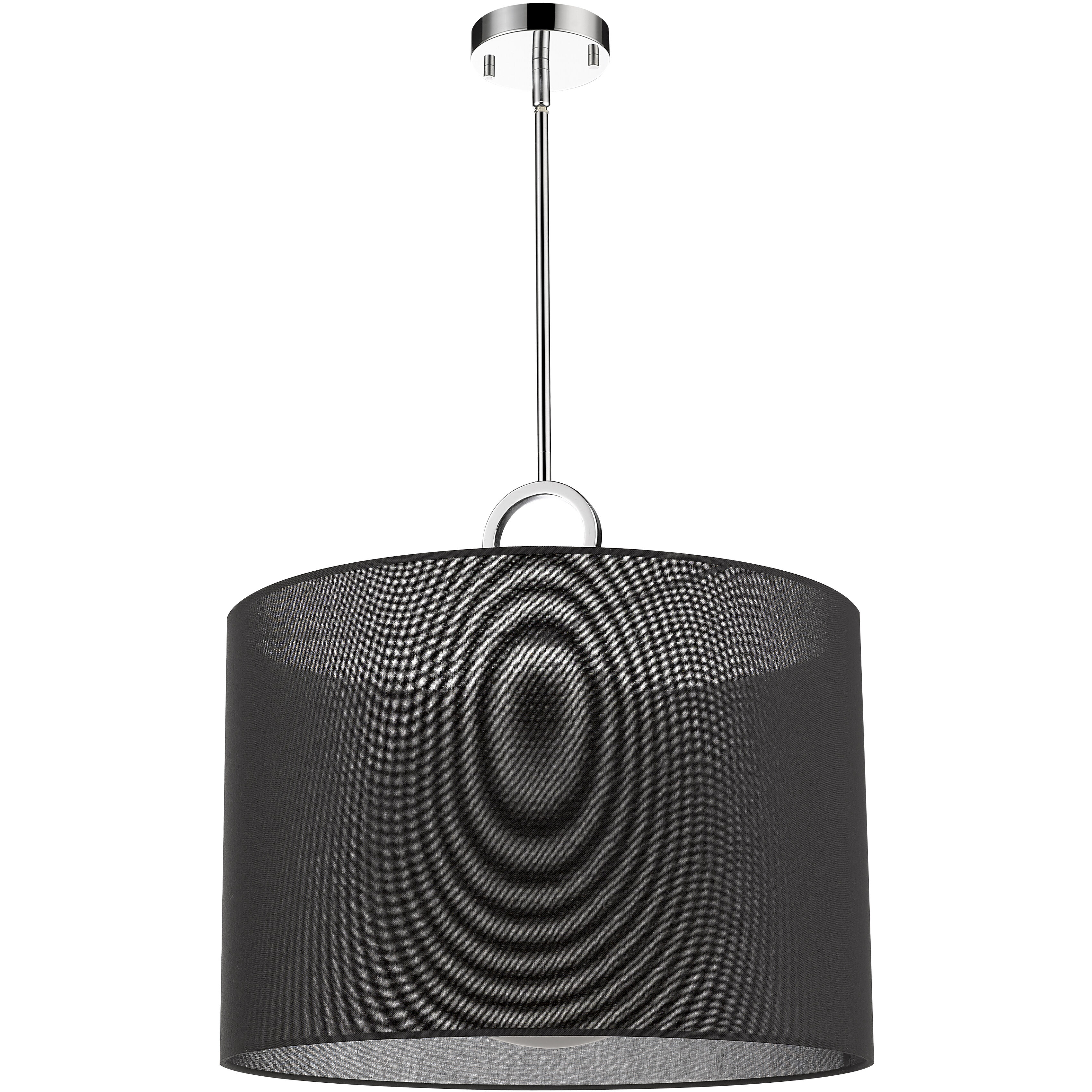 Arosia 1 Light 20 inch Chrome Pendant Ceiling Light in Black Fabric, 9