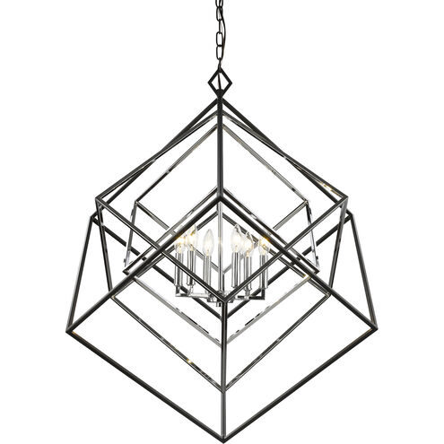 Euclid 6 Light 35.5 inch Chrome and Matte Black Chandelier Ceiling Light