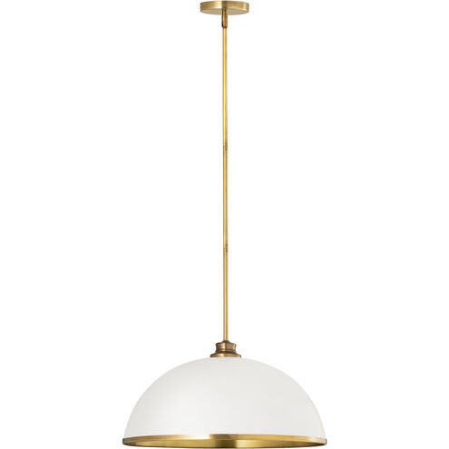 Landry 1 Light 20 inch Matte White and Rubbed Brass Pendant Ceiling Light