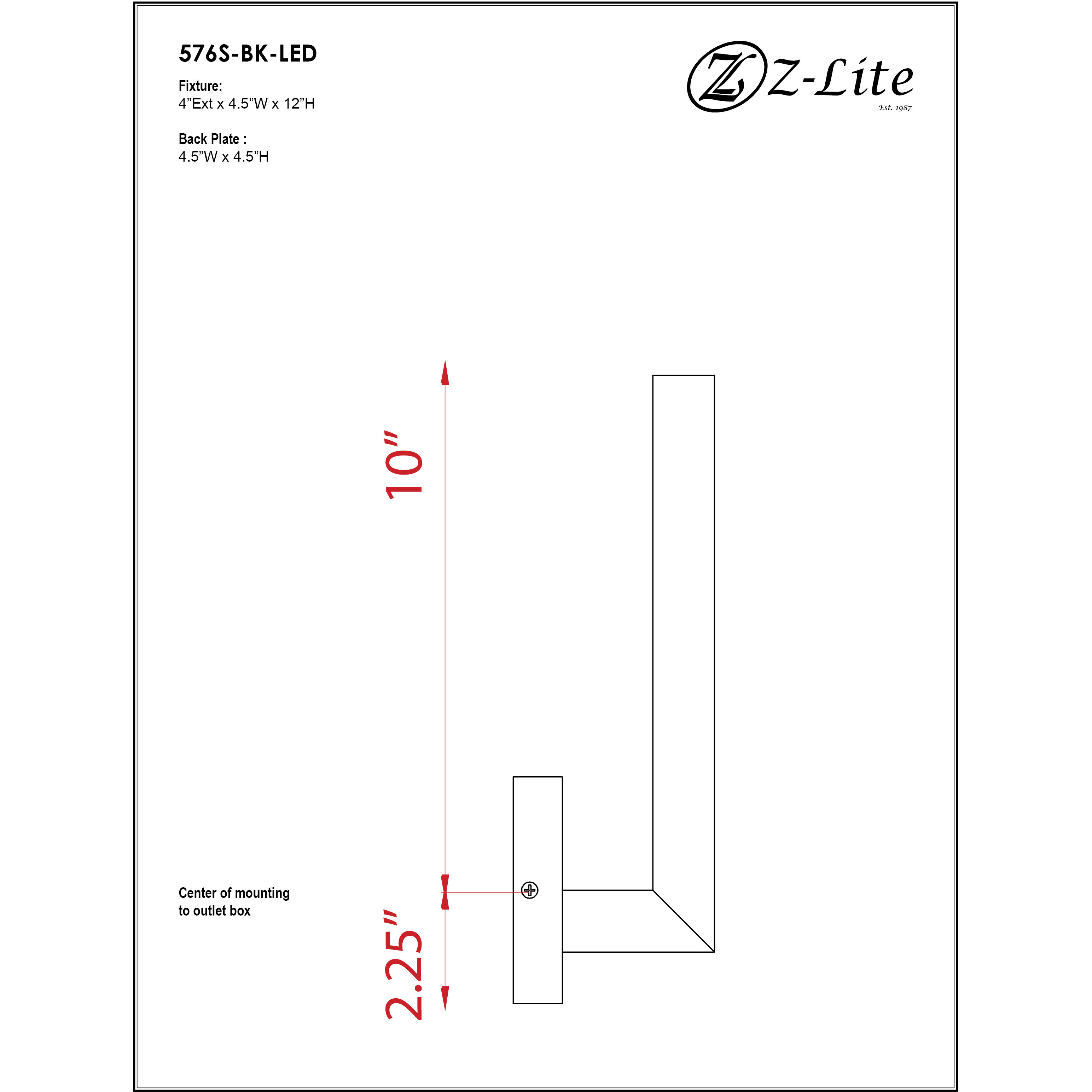 Edge LED 12 inch Black Outdoor Wall Light