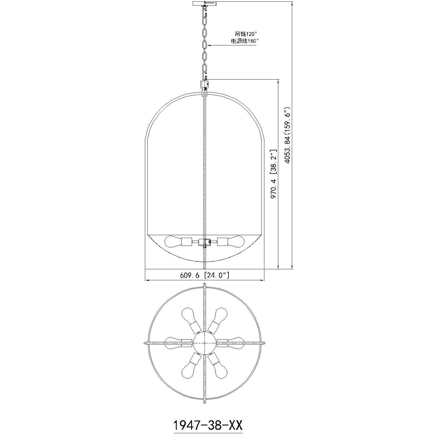 Devon 6 Light 24 inch Modern Gold Chandelier Ceiling Light