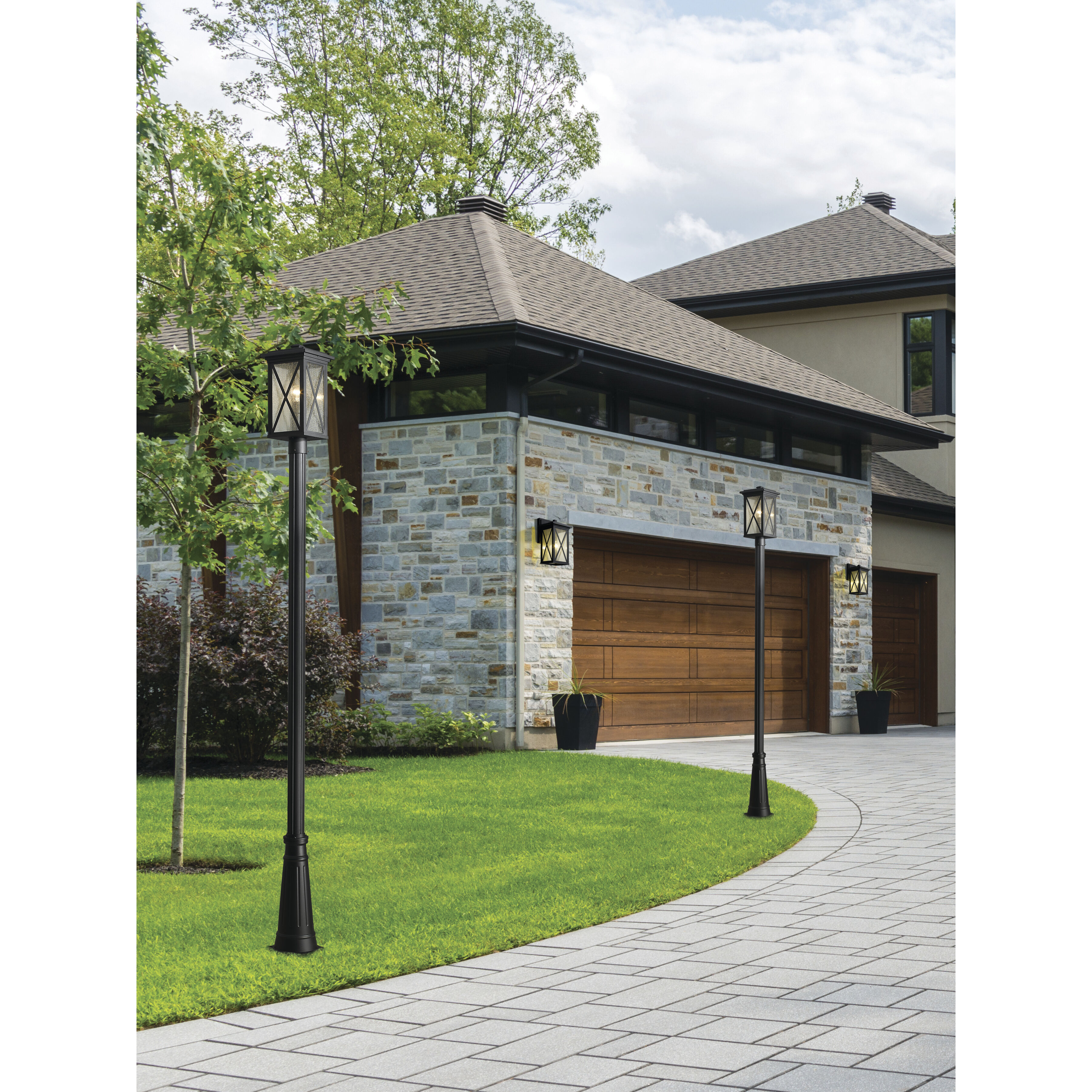 Brookside 1 Light 113.5 inch Black Outdoor Post Mounted Fixture