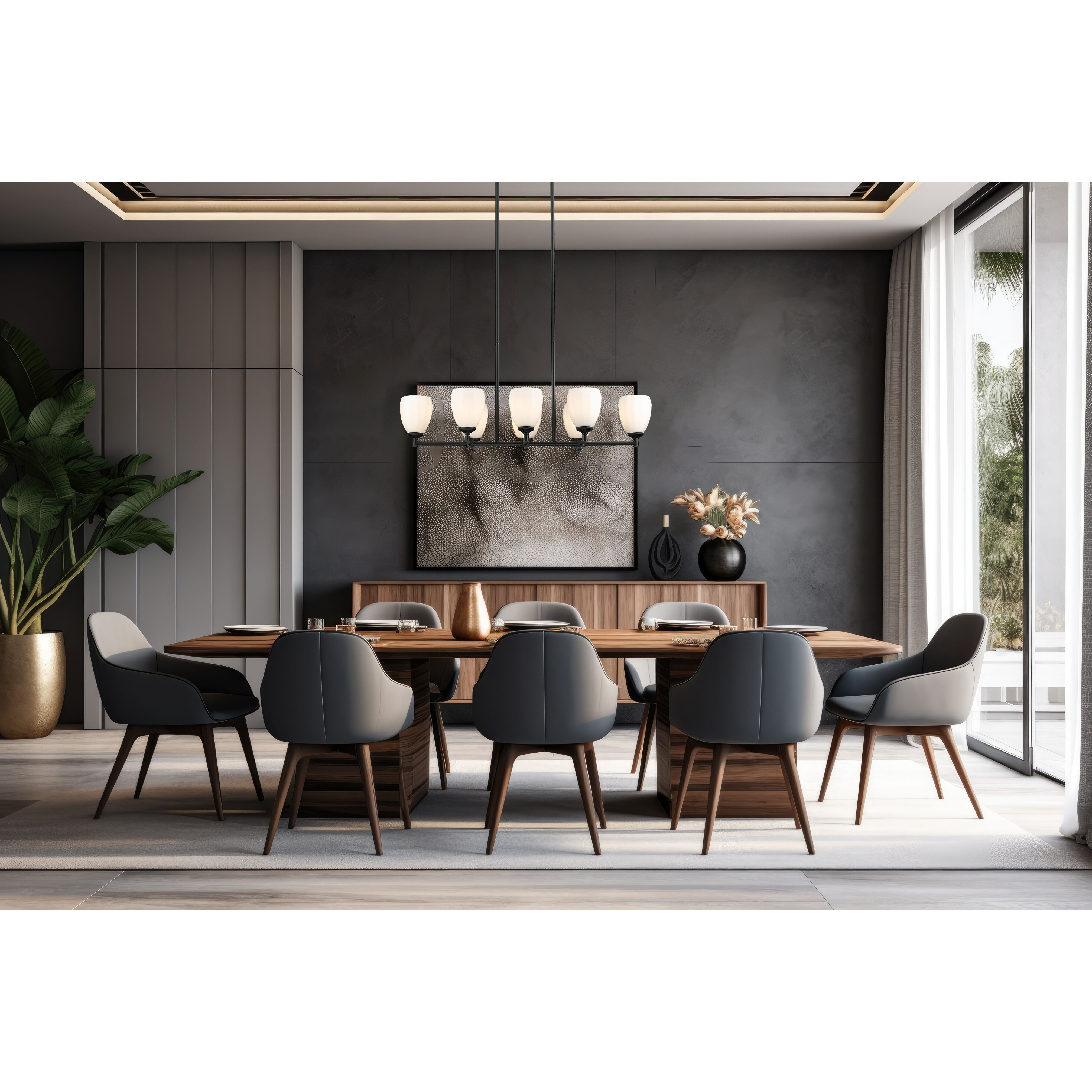 Oren Linear Chandelier Ceiling Light in Matte Black