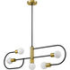 Neutra 5 Light 44 inch Matte Black and Foundry Brass Linear Chandelier Ceiling Light in Matte Black and Factory Bronze