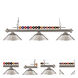 Shark 3 Light 60 inch Brushed Nickel Billiard Ceiling Light in Stepped Brushed Nickel