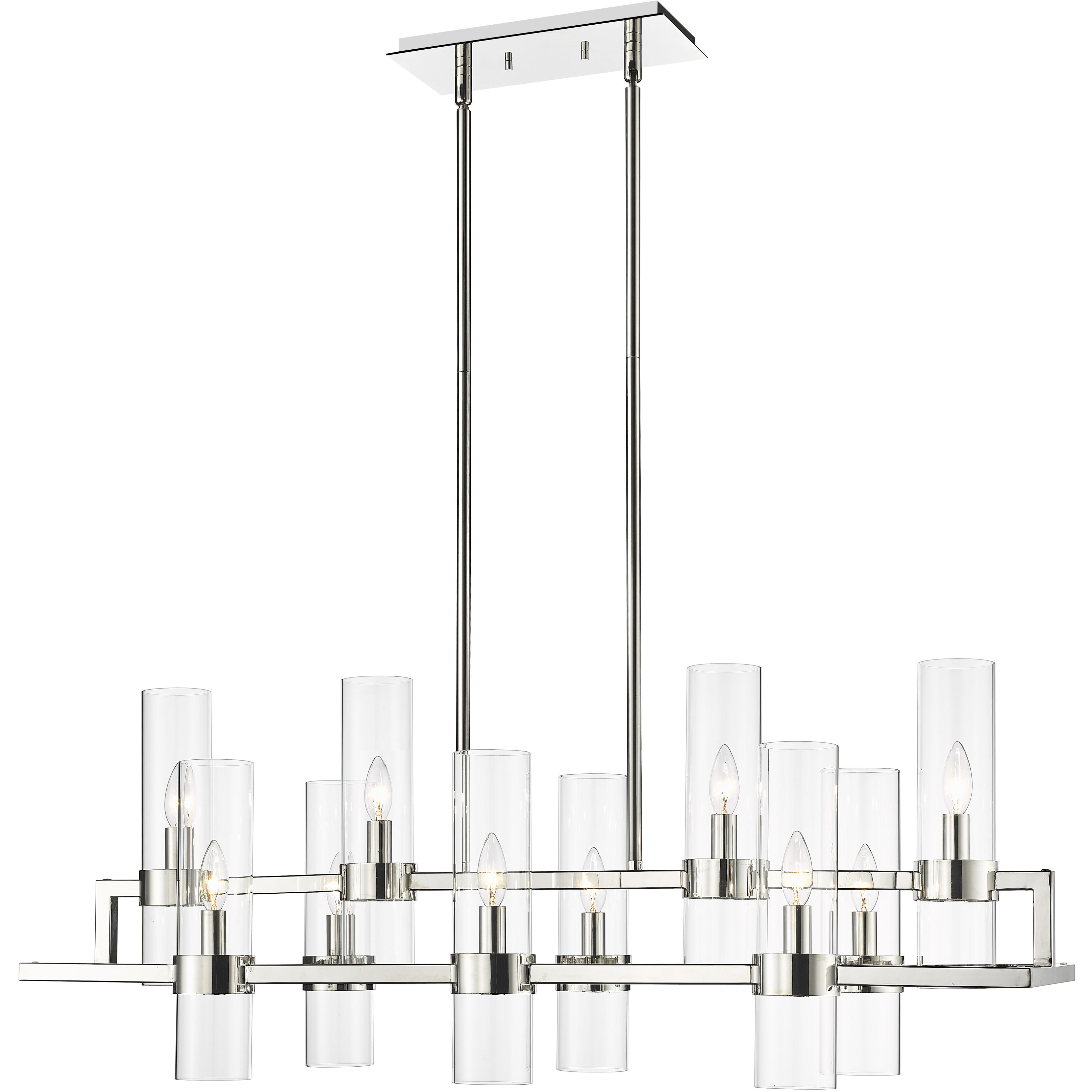 Datus 10 Light 42.5 inch Polished Nickel Linear Chandelier Ceiling Light