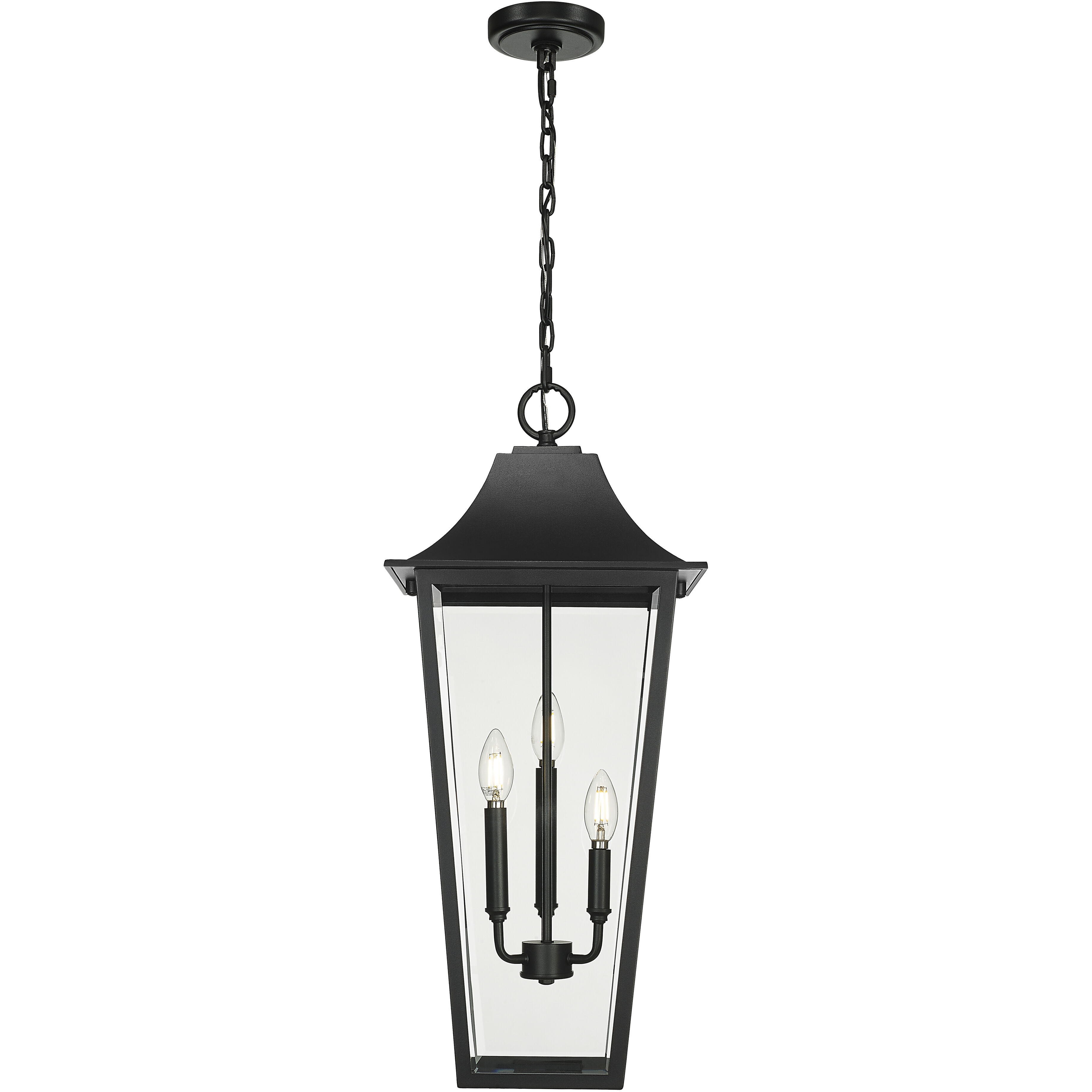 Gannon 3 Light 12 inch Black Outdoor Chain Mount Ceiling Fixture in G9