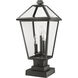 Talbot 3 Light 21 inch Black Outdoor Pier Mounted Fixture in Clear Beveled Glass
