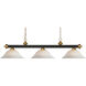 Riviera 3 Light 59 inch Bronze and Satin Gold Billiard Ceiling Light in White Mottle Glass, 18.8