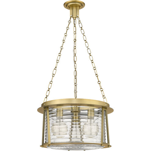 Cape Harbor 3 Light 18 inch Rubbed Brass Pendant Ceiling Light