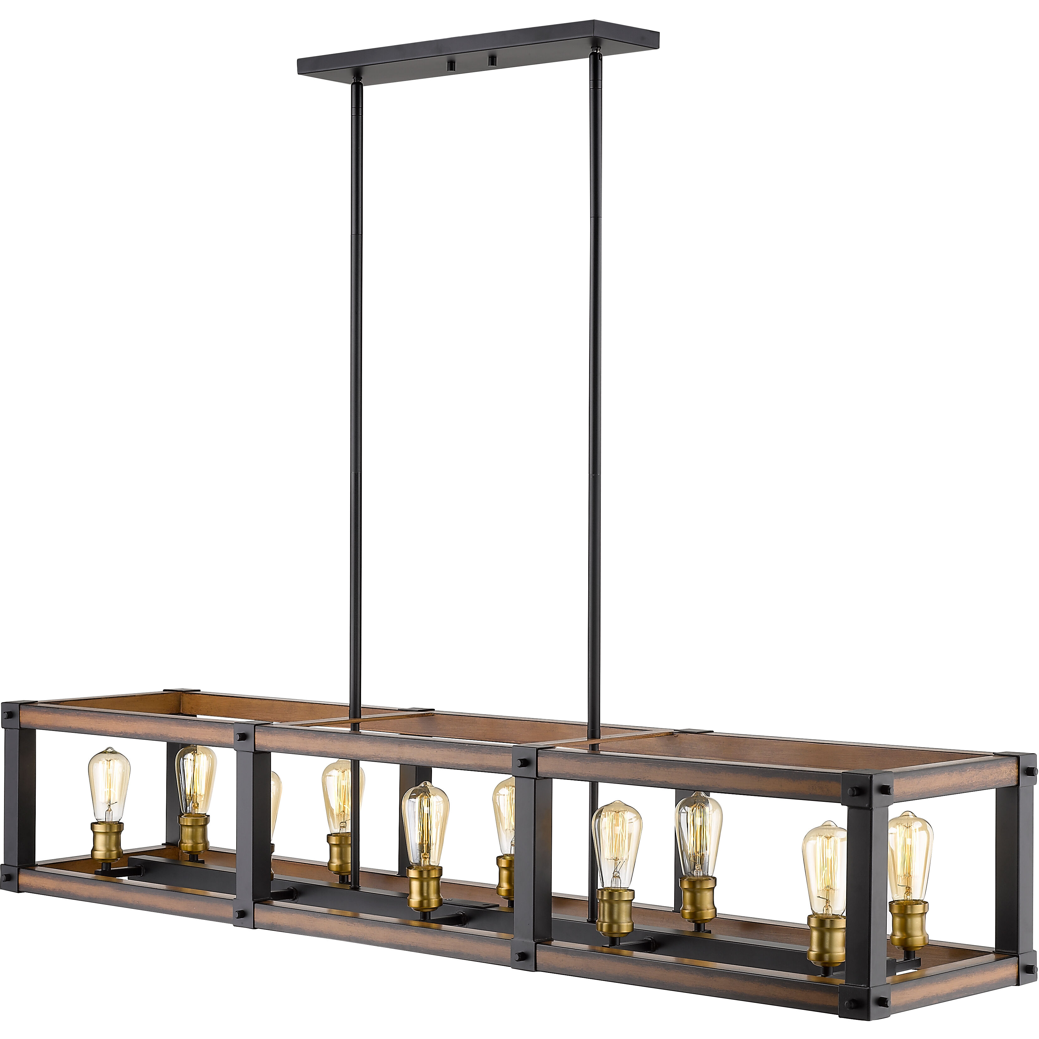 Kirkland 10 Light 56 inch Rustic Mahogany Linear Chandelier Ceiling Light