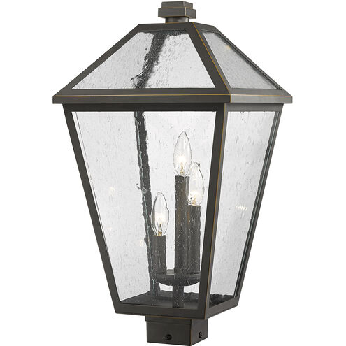 Talbot 3 Light 22.25 inch Oil Rubbed Bronze Outdoor Post Mount Fixture in Seedy Glass