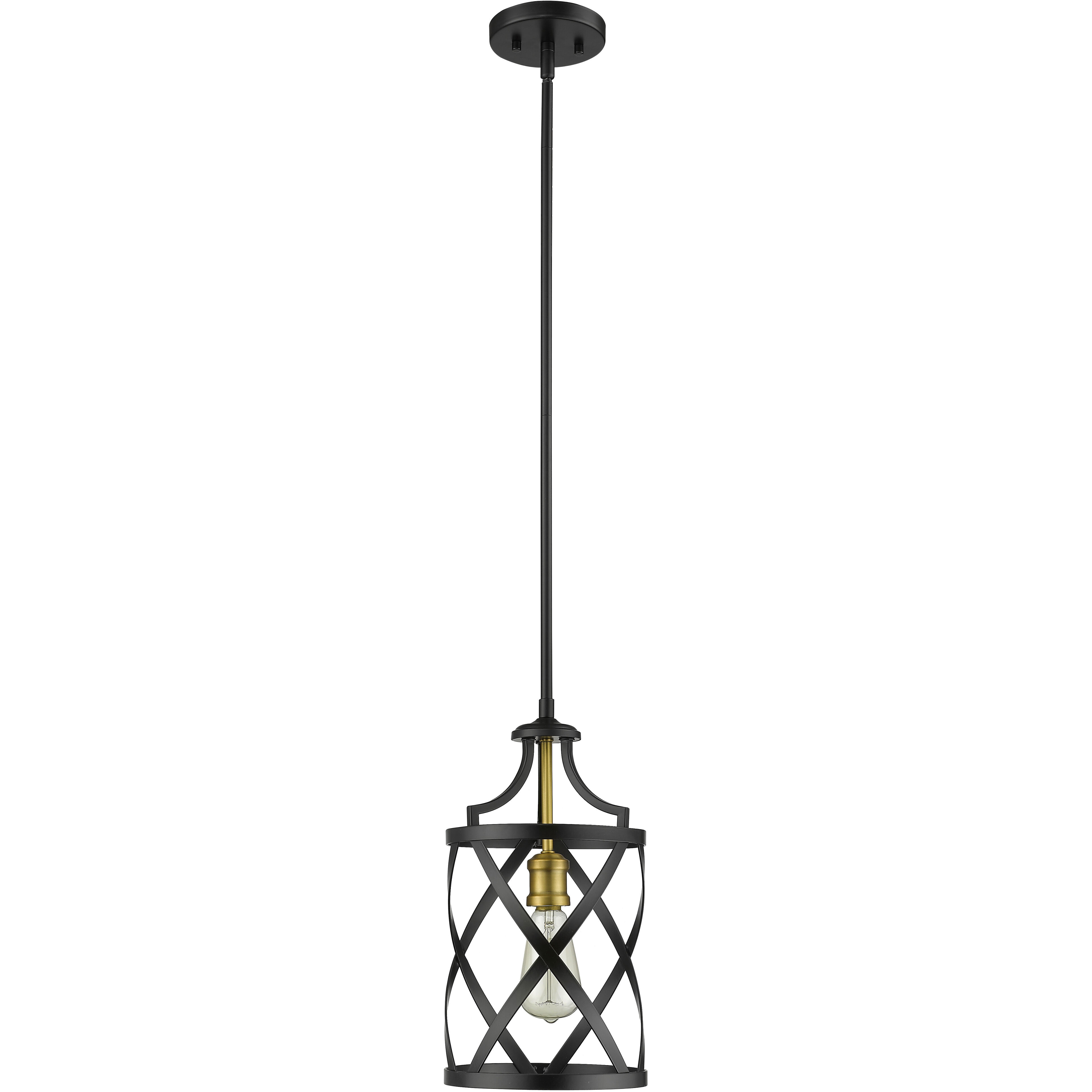 Malcalester 1 Light 8 inch Matte Black and Olde Brass Pendant Ceiling Light